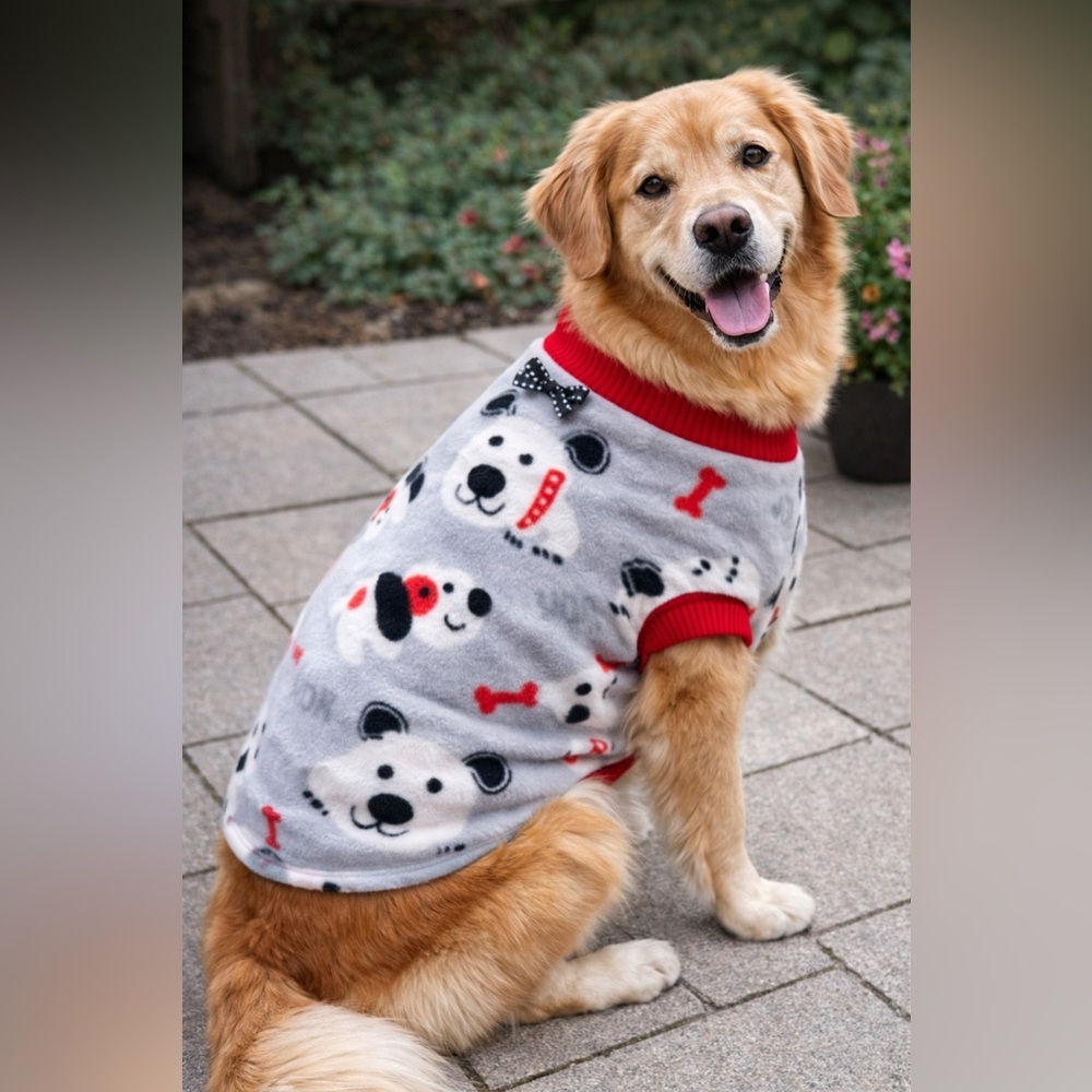 Handmade Dog Fleece Sweater | Size Large | Cozy Aesthetic | Red Trim | New